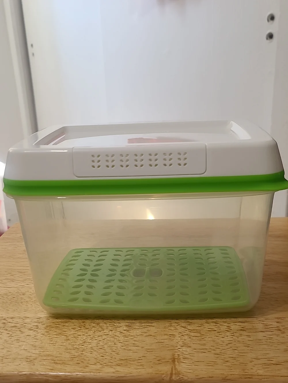 Airtight White and Green Food Storage Container with Drain Tray